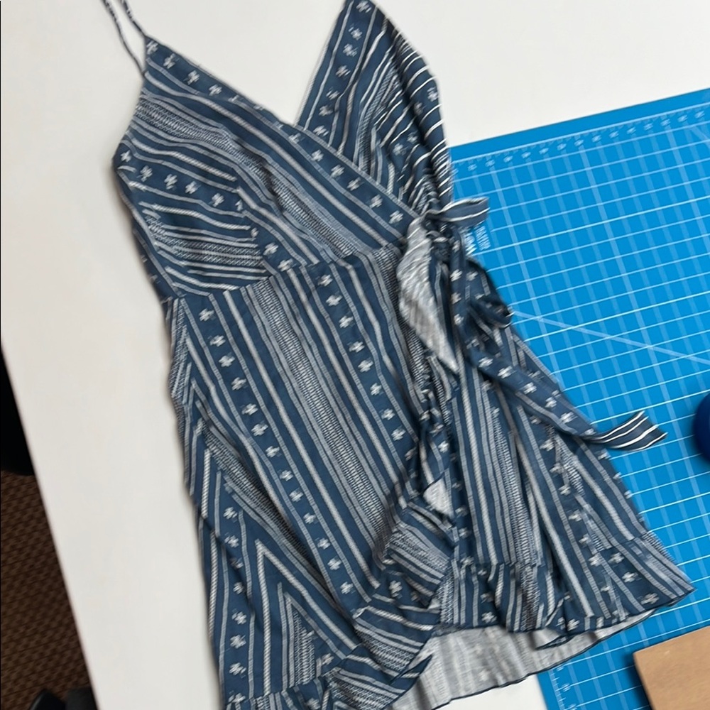 Blue Asymmetrical Wrap Camisole